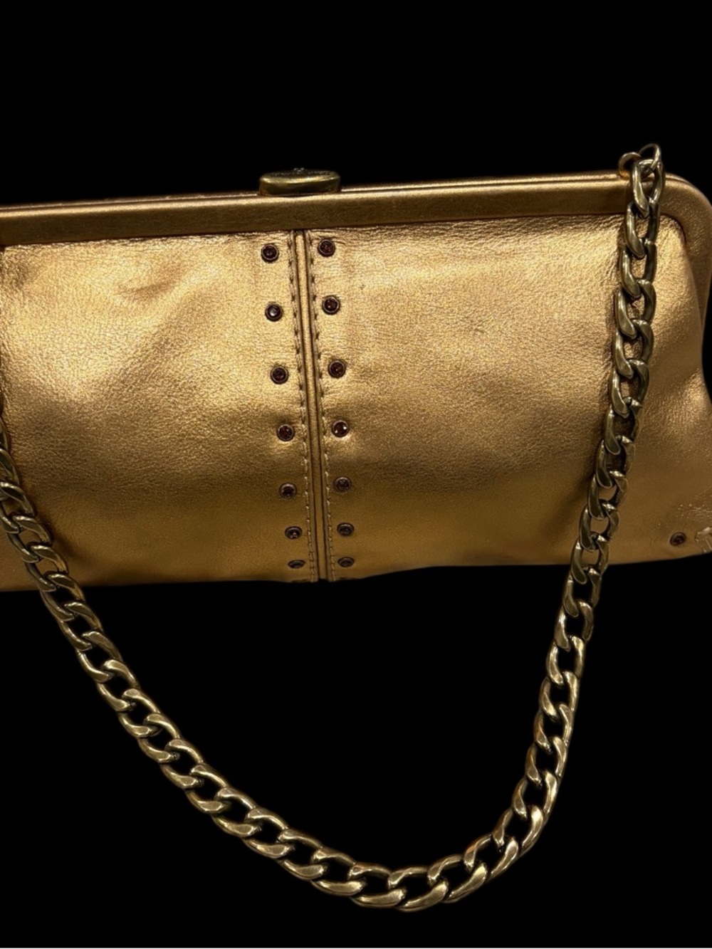 MICHAEL Michael Kors Gold Metallic Chain-HandleClutch - Picture 2 of 5